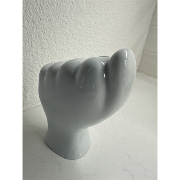 VTG Porcelain White Left Hand Toothbrush Pen Candle Holder Gift Artsy Modern - Picture 7 of 12
